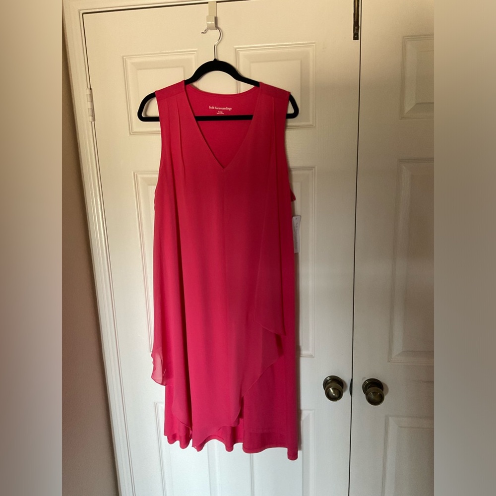 Soft Surroundings, coral dress with sheer overlay size XL. NWT